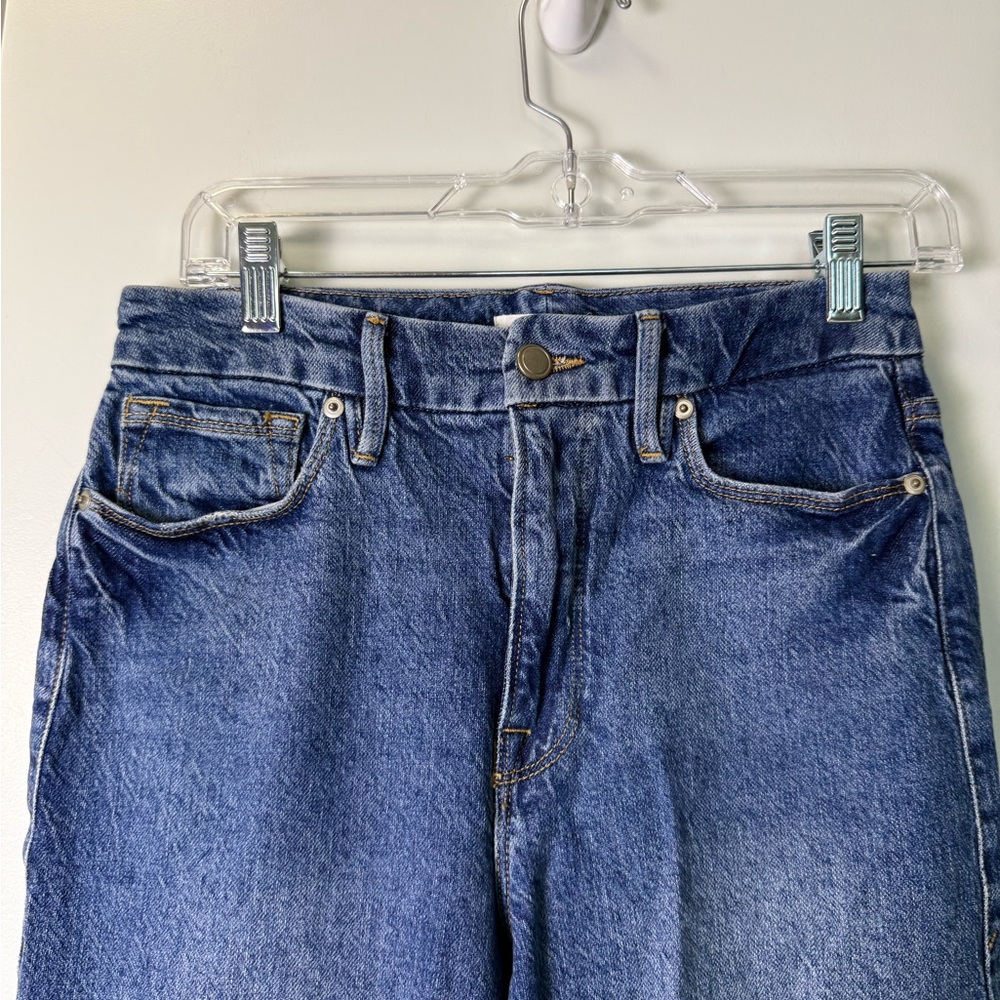 Good American Style GCRH086TFT Good Crop Raw Hem Slim Blue940 High Waist 4/27 - Picture 3 of 7